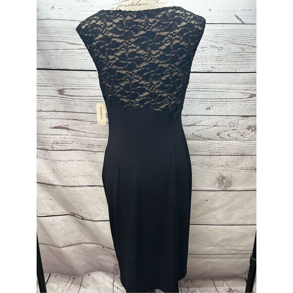 Dressbarn size 10 black fitted dress, sparkly lace on‎ top and NWT - 2998 - Picture 2 of 5